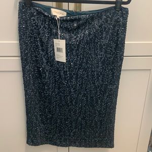 NWT Lafayette sequin skirt deep blue storm size 10